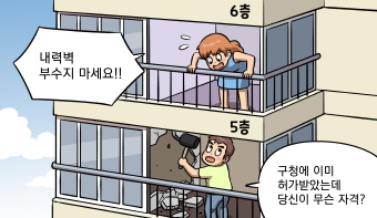 아랫집 주인이 공동주택의 발코니에 설치된 벽을 해체해 분쟁이 일어난 사건에서 위층 집 주인도 벽체 해체 행위 승인 처분을 다투는 원고적격이 있는지 여부