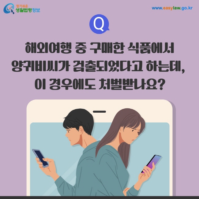 질문: 해외여행 중 구매한 식품에서 양귀비씨가 검출되었다고 하는데,  이 경우에도 처벌받나요?